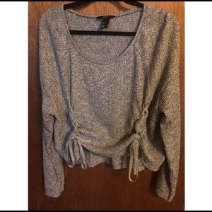 H&M Crop Gray Sweater w/ Ribbon Front Detail